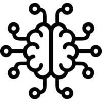 AI neural network with digital nodes icon png