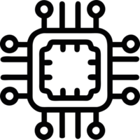 AI microchip with circuits icon png