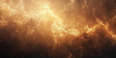 Cosmic explosion creates brilliant golden hues in a vibrant interstellar cloud in deep space photo