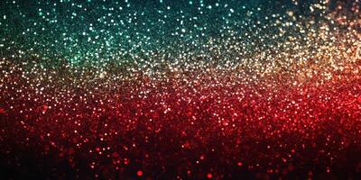 Vibrant glimmering glitter background in red, gold, and teal creating a festive atmosphere for celebrations and parties photo