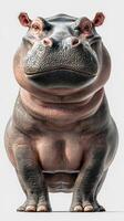 Hippo stands proudly in a studio setting with a neutral background showcasing its distinctive features and size photo