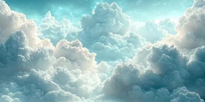 Expansive view of fluffy clouds illuminated by soft light in a serene sky photo