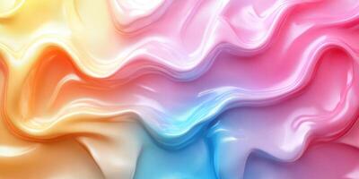 Colorful abstract wave pattern showcasing smooth gradients of pink, orange, yellow, and blue in an artistic design photo