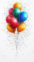 Colorful balloons with confetti celebrate a joyful occasion in a festive atmosphere photo
