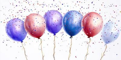 Celebratory balloons with colorful confetti in a festive atmosphere for a joyful occasion photo
