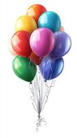 Bright and colorful balloons floating together in the air during a festive celebration event in an outdoor setting photo