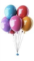 Colorful bunch of balloons floating against a white background with vibrant hues and a playful arrangement photo