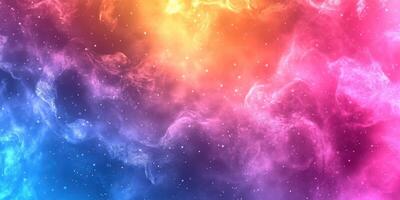 Vibrant colorful cosmic background with swirling clouds and stars in a mesmerizing display of pink, blue, and orange hues photo