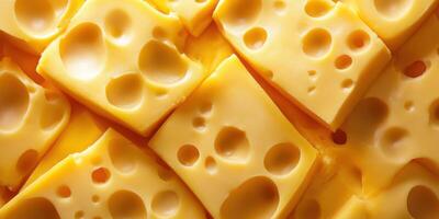 Slices of yellow cheese arranged closely together, creating a vibrant texture and inviting appearance in natural light photo