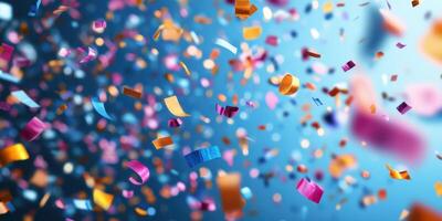 Colorful confetti fills the air during a vibrant celebration at a joyful event in a festive atmosphere photo