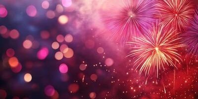 Colorful fireworks display illuminating a festive night sky during a celebration event in the city photo