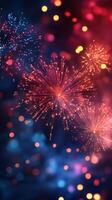 Colorful fireworks burst against a dark background during a nighttime celebration filled with excitement and joy photo