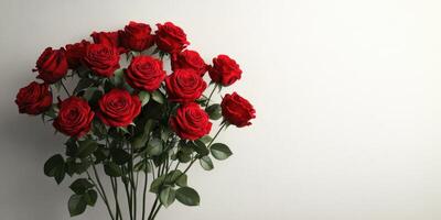 Red roses bouquet on a plain background perfect for romantic occasions and celebrations photo
