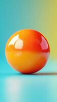 Colorful marbled sphere with gradient patterns resting on a smooth surface in a bright studio setting photo