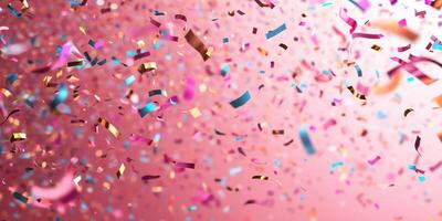 Colorful confetti creates a festive atmosphere for celebrations and parties during joyful events photo