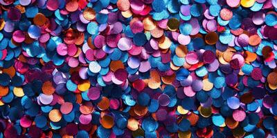 Colorful confetti scattered across a vibrant surface ideal for celebrations and festive events photo