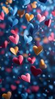 Colorful hearts floating in a dreamy background create a festive atmosphere for celebrations and special occasions photo