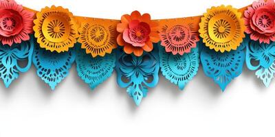 Colorful papel picado decoration creating a festive atmosphere for a celebration or party photo