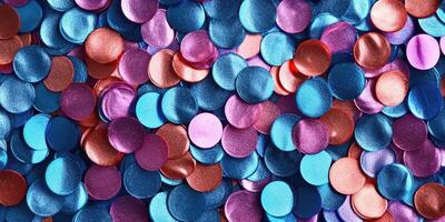 Colorful confetti scattered across a surface, creating a festive atmosphere for celebrations and events photo