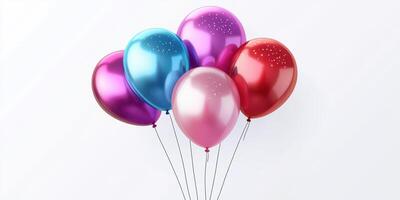 Colorful balloons in various shapes and sizes create a festive atmosphere for celebrations or events photo