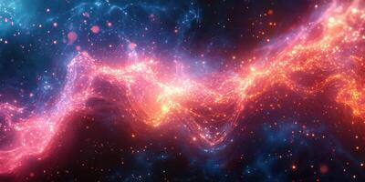 Colorful cosmic nebula emits vibrant streams of light and energy in deep space photo
