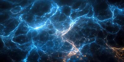 Dynamic electric blue and gold abstract design showcasing energizing wave patterns and luminous textures in a dark background photo