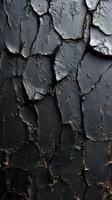 Cracked black surface showing texture and depth in an abstract and artistic manner photo