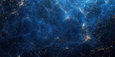 Exploration of the cosmic web revealing vast structures of the universe in captivating blue hues and glowing points of light photo