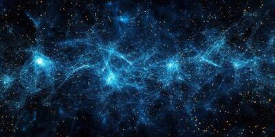 Cosmic web structure illuminating the vastness of space in a stunning display of blue light and energy photo