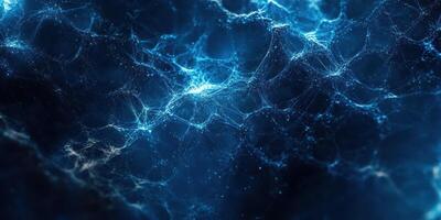 Dynamic blue abstract pattern resembling a network of interconnected elements in a digital space photo