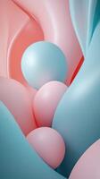 Colorful spherical shapes surrounded by smooth flowing surfaces in a contemporary abstract design photo