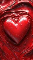 Red heart surrounded by swirling texture symbolizes love and emotion in an artistic display photo