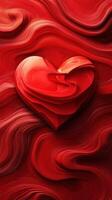 Bold red heart centerpiece surrounded by flowing textures and waves photo