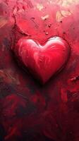 Heart shaped artwork with vibrant red colors and textured background showcasing love and emotion photo