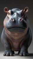 Hippo poses elegantly in studio setting with soft lighting and detailed textures showcasing its unique features and charm photo