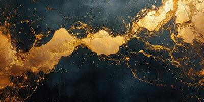 Stunning golden marble texture with black and dark blue veins in an elegant design photo