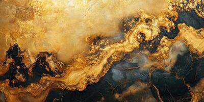 Luxurious abstract texture with golden and dark tones showcasing a flowing design in a modern style photo
