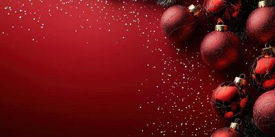 Festive holiday decorations with sparkling red ornaments on a vibrant backdrop photo