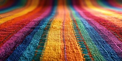 Brightly colored woven textile showcasing vibrant patterns and textures from an artisan market photo