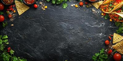 Colorful spread of fresh ingredients and tacos ready for a festive meal preparation in a warm kitchen setting photo