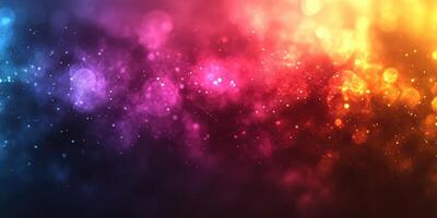 Colorful abstract background with vibrant lights and glittering effects at night photo