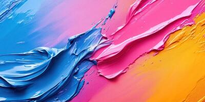 Colorful abstract painting with vibrant hues blending together in a modern artistic style photo