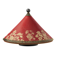 a red and gold hat with a flower design png