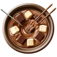 chocolate and marshmallows in a bowl with chopsticks png