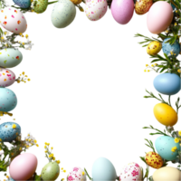Decorative Easter Egg Frame Adorned with Vibrant Flowers and Festive Eggs png