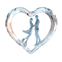 Heartwarming Moment of an Ice Skating Couple Inside a Heart Shape for a Romantic Display png