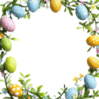 Beautiful Easter Eggs Arranged in a Wreath Frame png