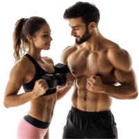 A Man and Woman Supporting Each Other Through a Shared Exercise Routine for Health and Wellness png