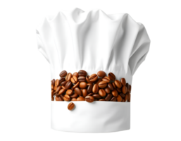 Coffee beans in chef hat isolated on transparent background png