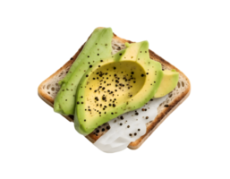 Avocado toast with cream cheese and chia seeds isolated on transparent background png